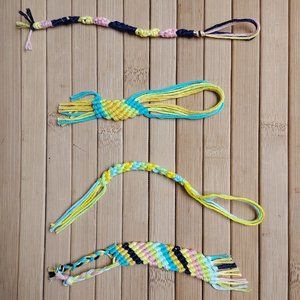 2-Piece Set Handmade Embroidery Floss Charms Keychain Ornaments.